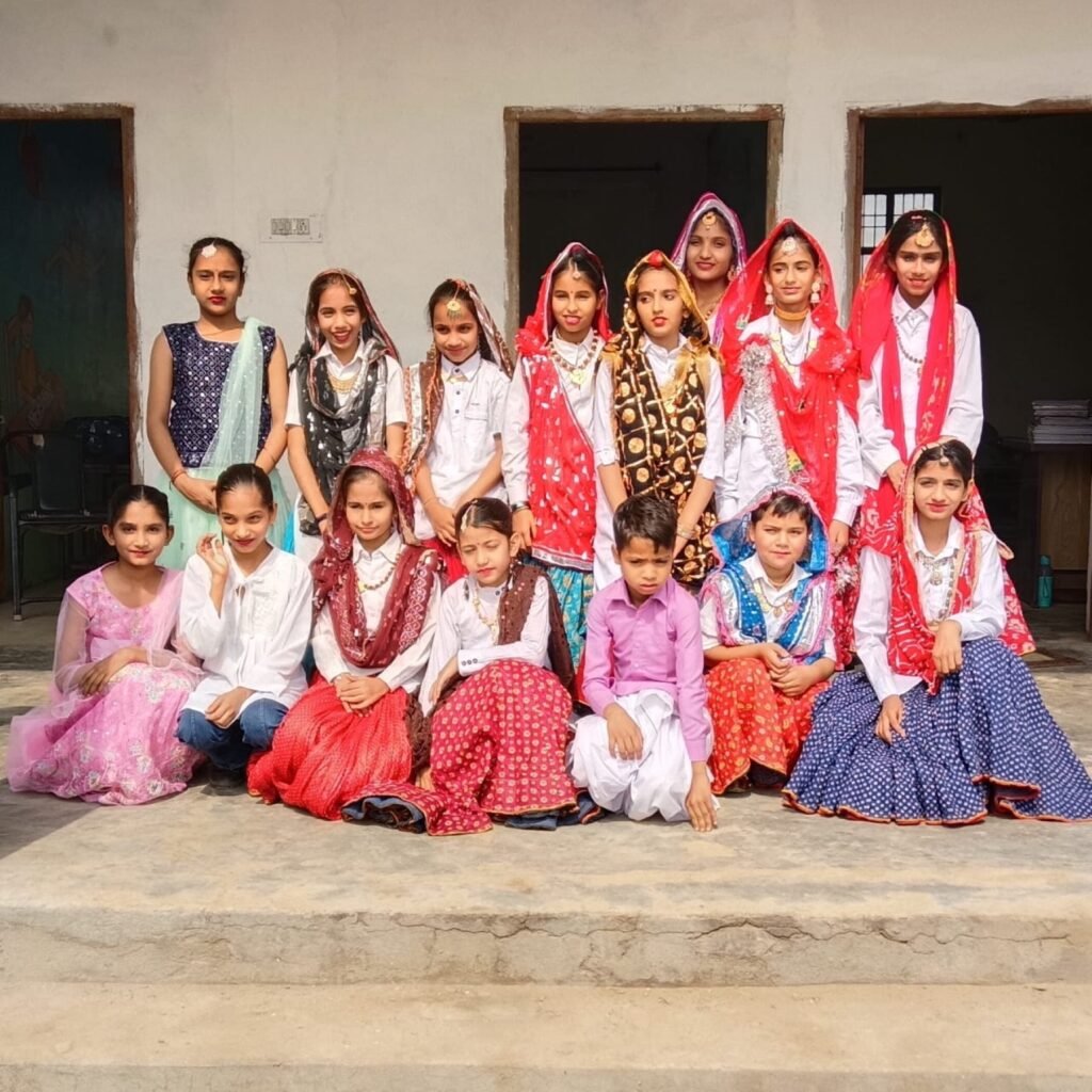 Students dressed for a cultural programme at school.